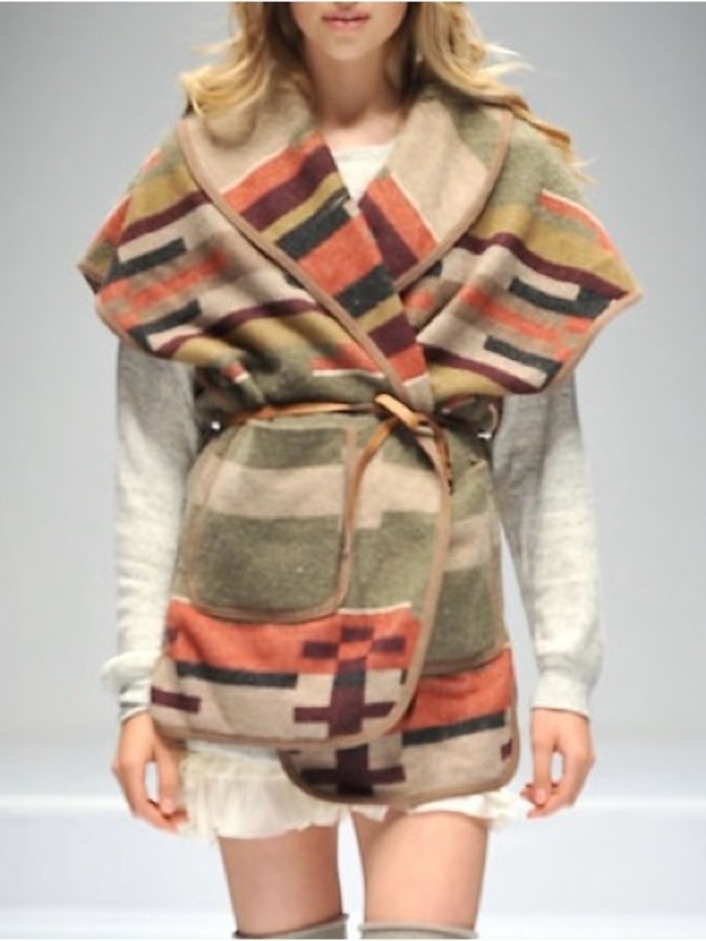 Wilfred wool  wrap vest + leather belt